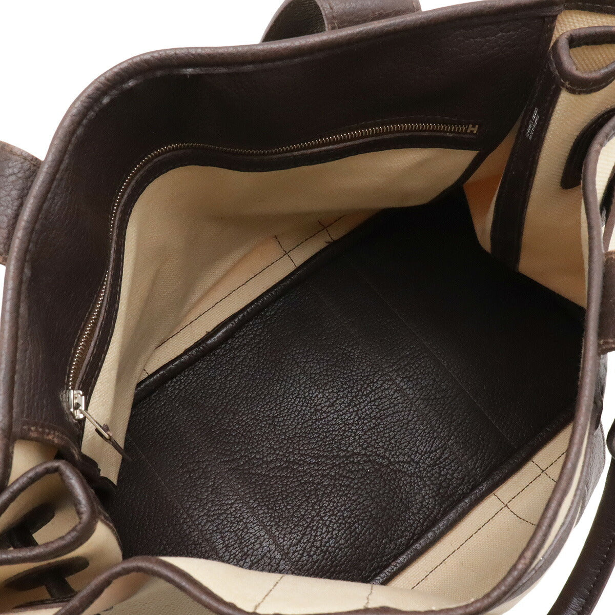 エルメス プティットサックMM キャンバス レザー トートバッグ