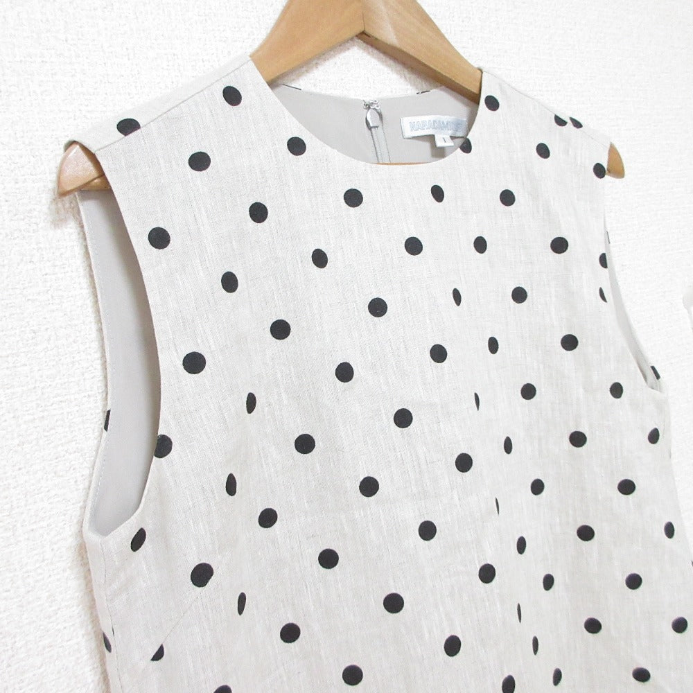 NARACAMICIE ドット ロング ドレス リネン 100