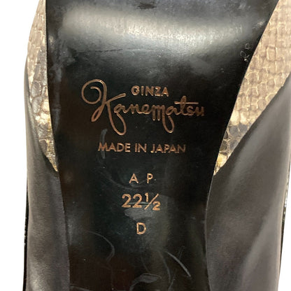 銀座かねまつ パイソン柄ハイヒールサンダル
