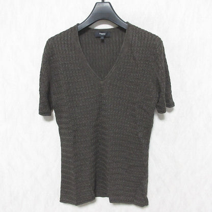 Theory Neo Sag Harbor Cable Vneck PO リネンニット