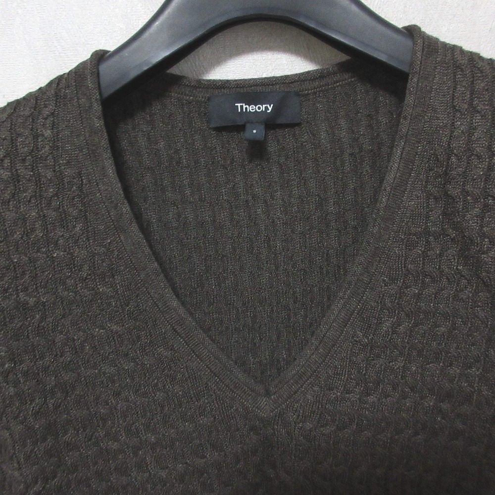 Theory Neo Sag Harbor Cable Vneck PO リネンニット