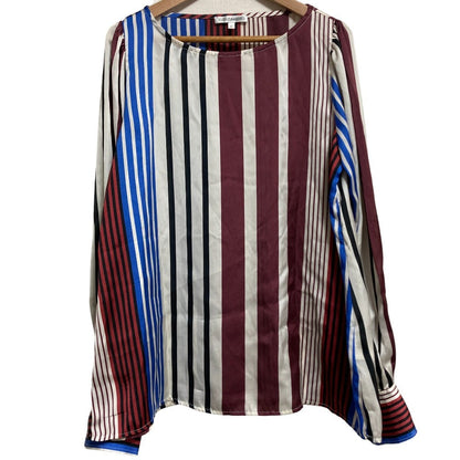 ナラカミーチェ サテンストライプ長袖ブラウス