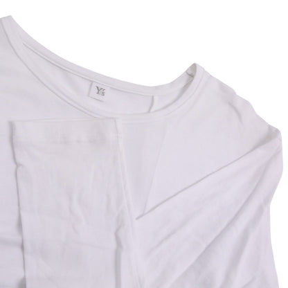 Y's フリース パッチ アシメ コットン 長袖 Tシャツ