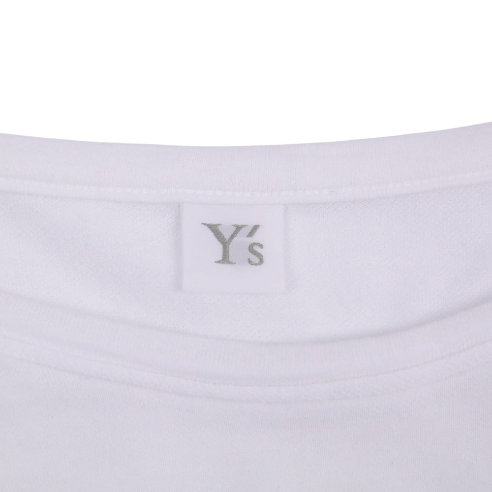 Y's フリース パッチ アシメ コットン 長袖 Tシャツ
