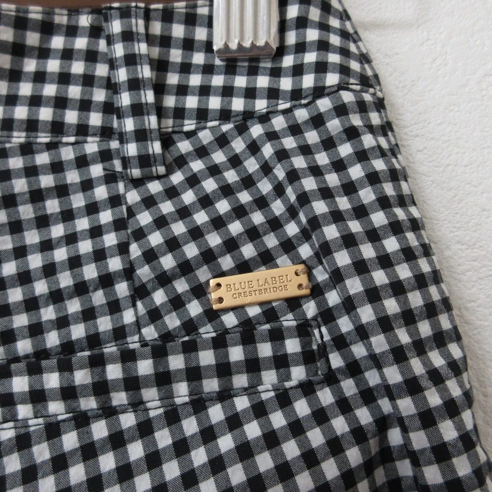 BLUE LABEL CRESTBRIDGE ギンガムチェック パールボタン クロップドパンツ