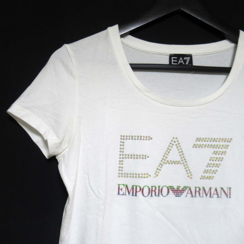 エンポリオアルマーニEA7 ラインストーンロゴ半袖Tシャツ