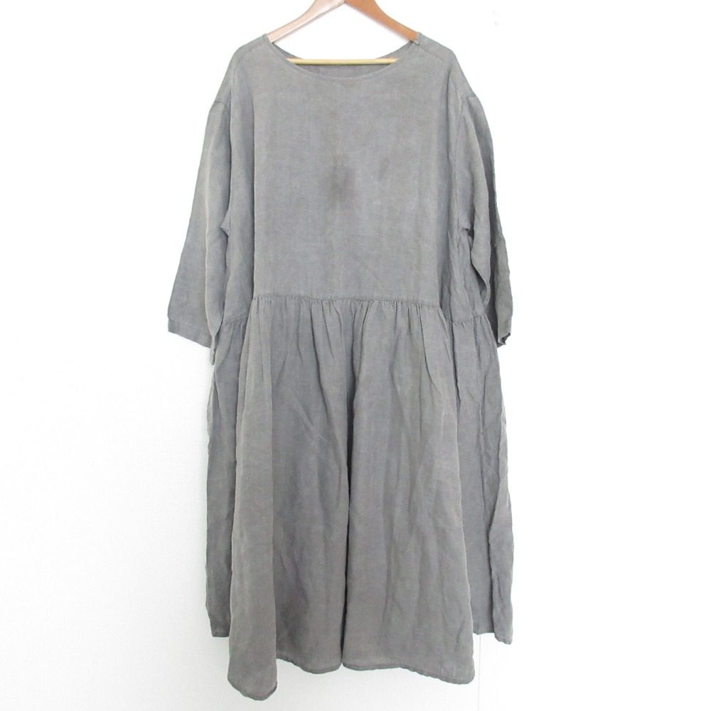 nest Robe スウィッチング ギャザード ドレス コットン ドレス