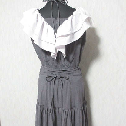 And Couture カラー ブロック フリル カラー ワンピース