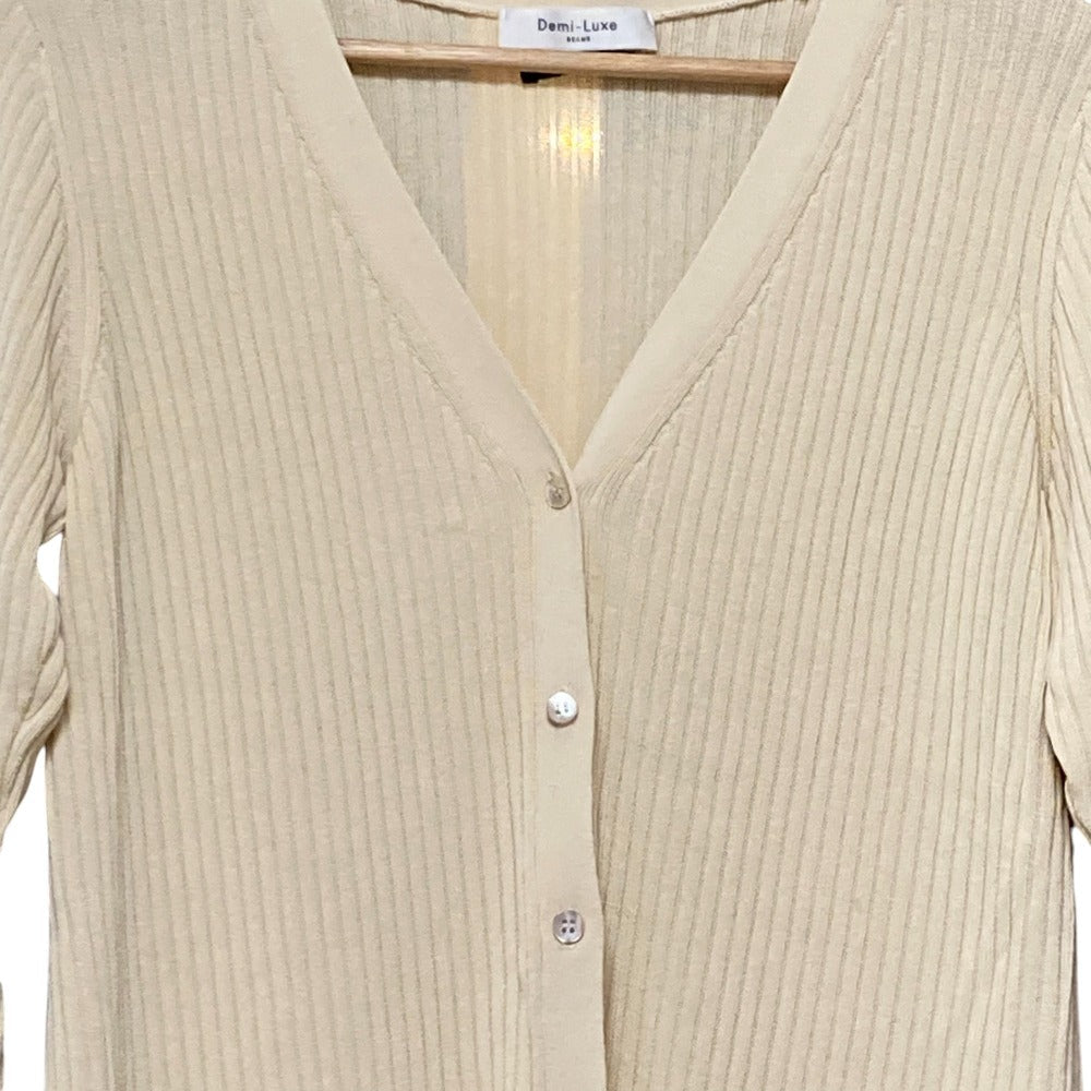 Demi-Luxe BEAMS リブ ニット ロング カーディガン