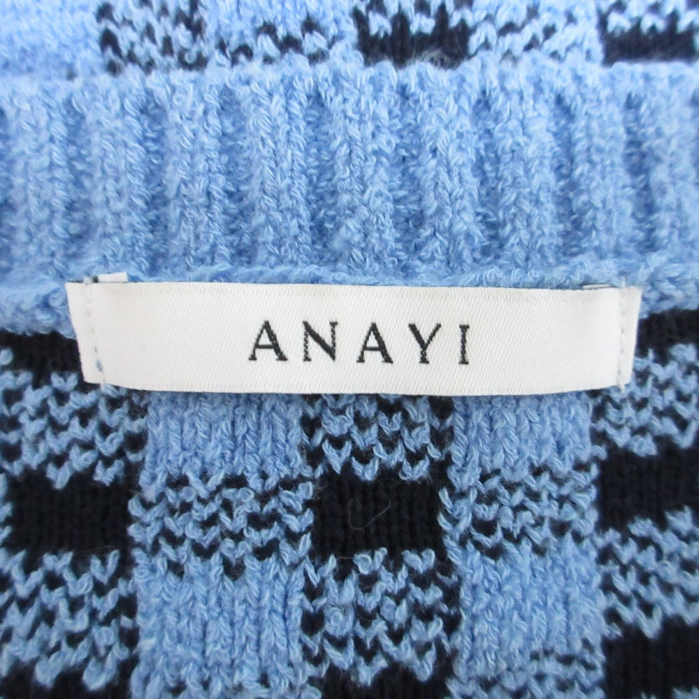 ANAYI チェック ニット カーディガン