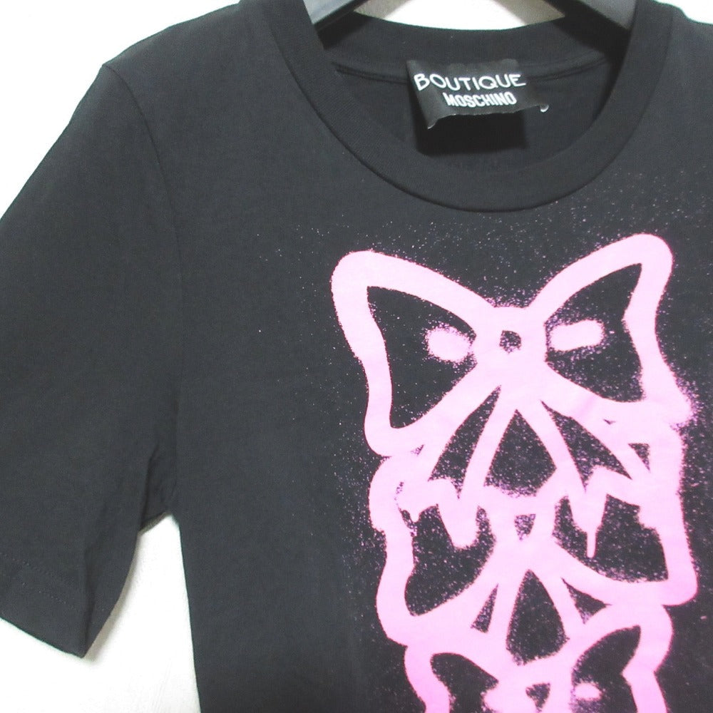 ブティックモスキーノ リボンプリント コットンTシャツ