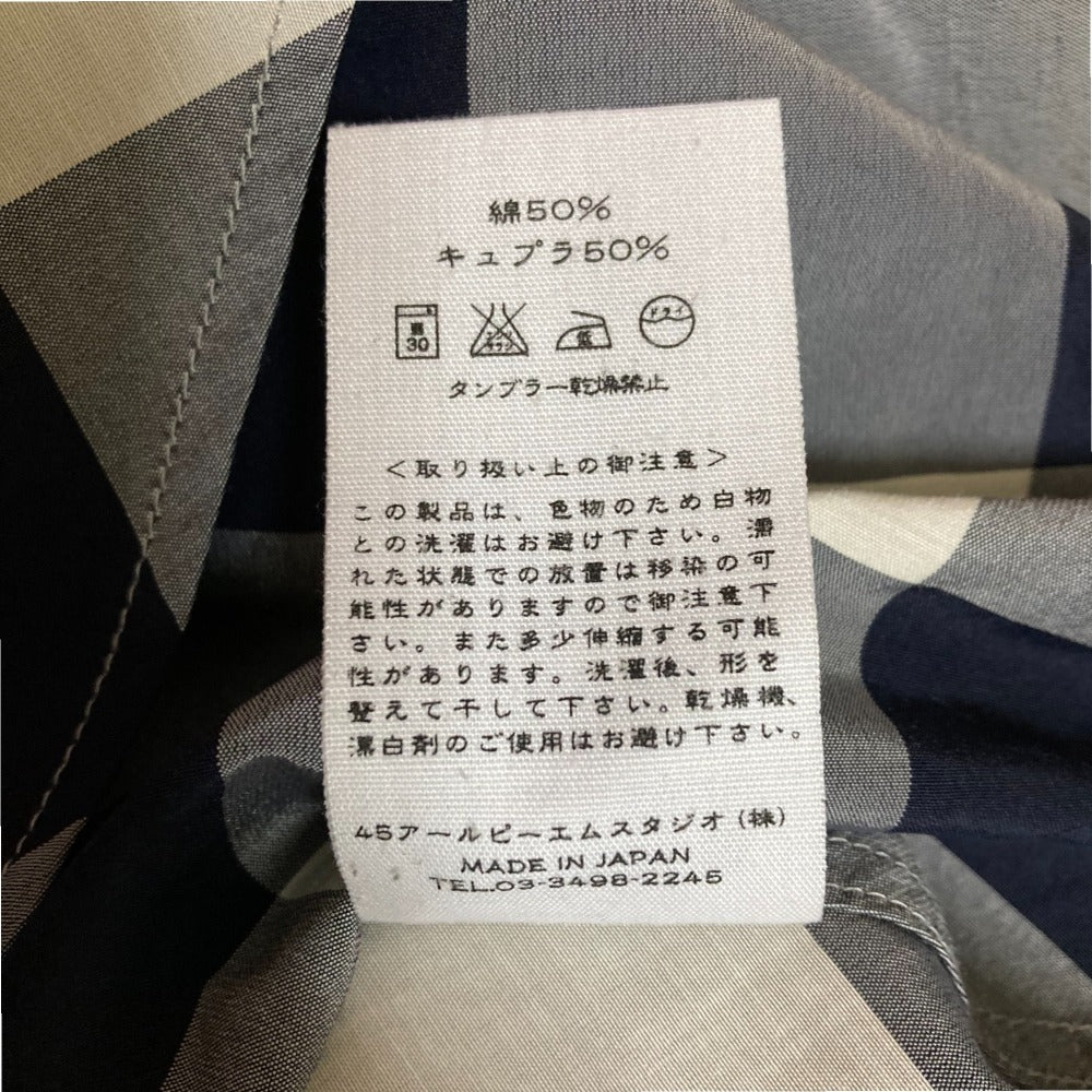 45R コットン キュプラ チェック ロング ドレス