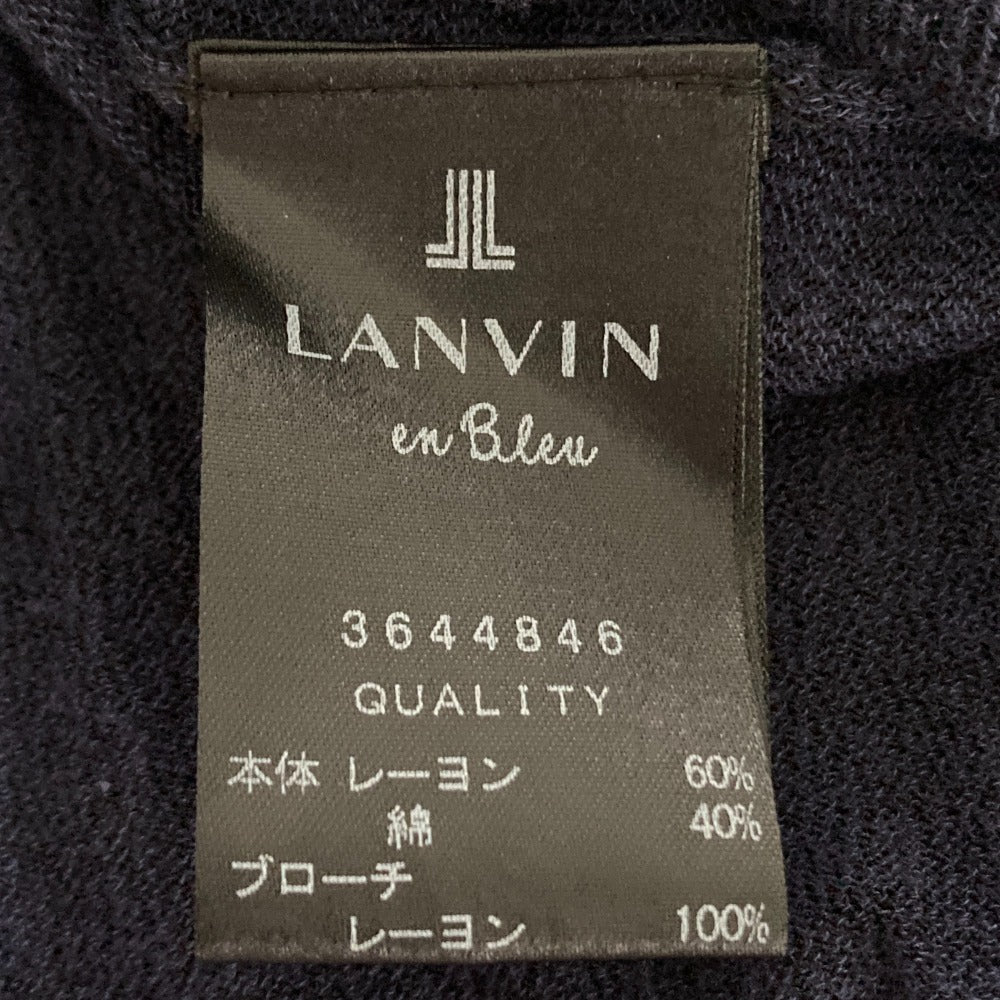 ランバン リボン ブローチ Vネック ニット カーディガン