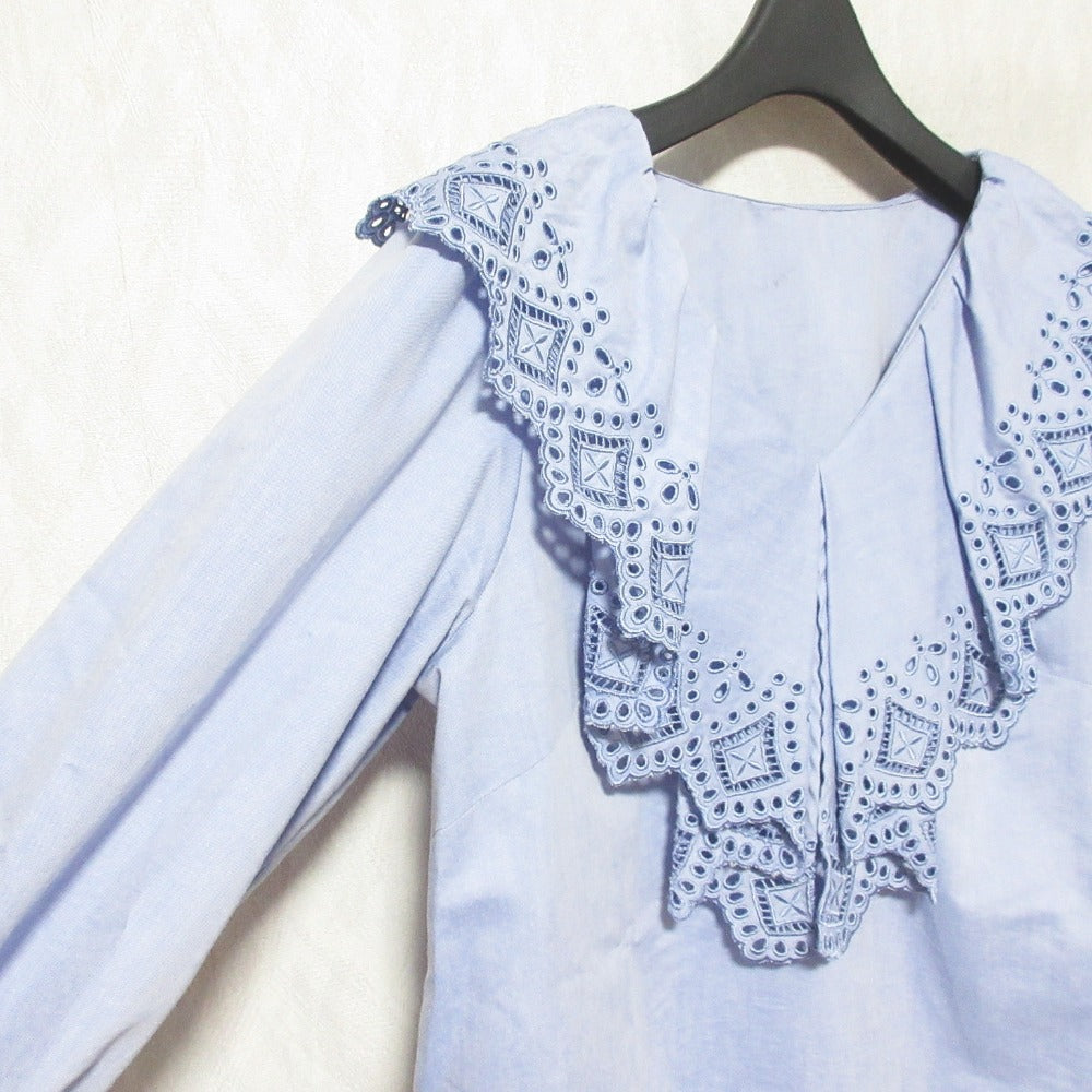 JUSGLITTY カットワーク フリル 刺繍 ブラウス