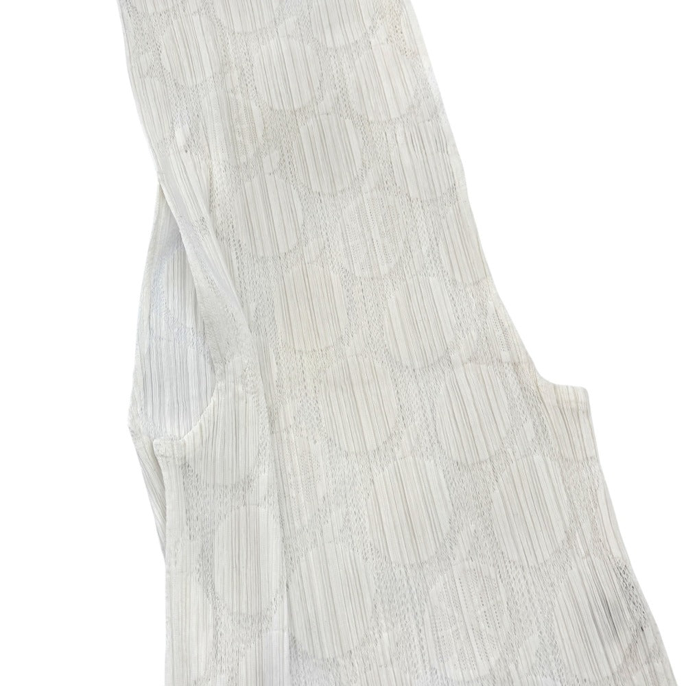 PLEATS PLEASE フルーツ柄プリーツノースリーブタートルネックブラウス