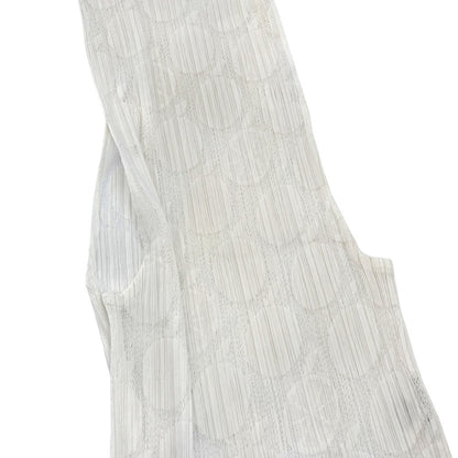 PLEATS PLEASE フルーツ柄プリーツノースリーブタートルネックブラウス