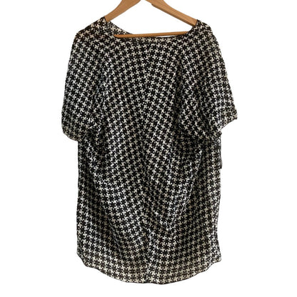 ランバン 千鳥柄シアーブラウス