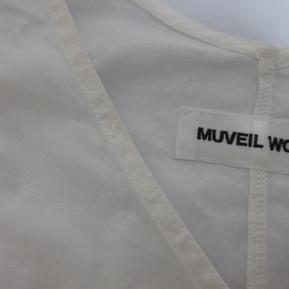 Muveil Work Vネック フレア スリーブ ドレス
