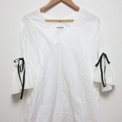 Muveil Work Vネック フレア スリーブ ドレス