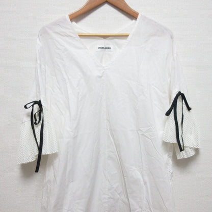 Muveil Work Vネック フレア スリーブ ドレス