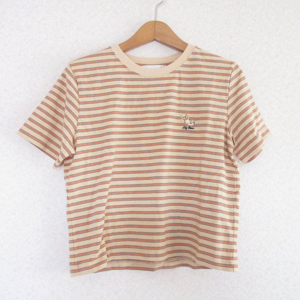 Lily Brown Lily BearボーダーコットンTシャツ