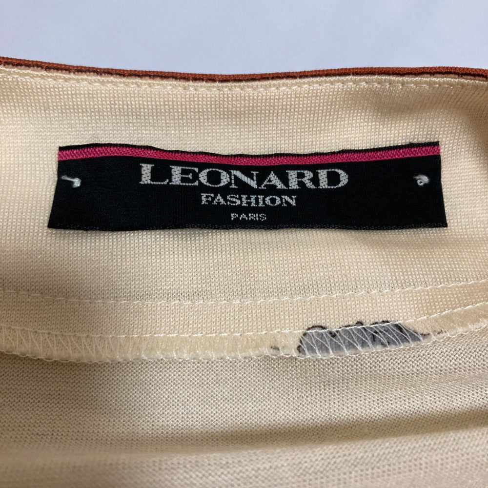 LEONARD ウール シルク ノーカラー コート