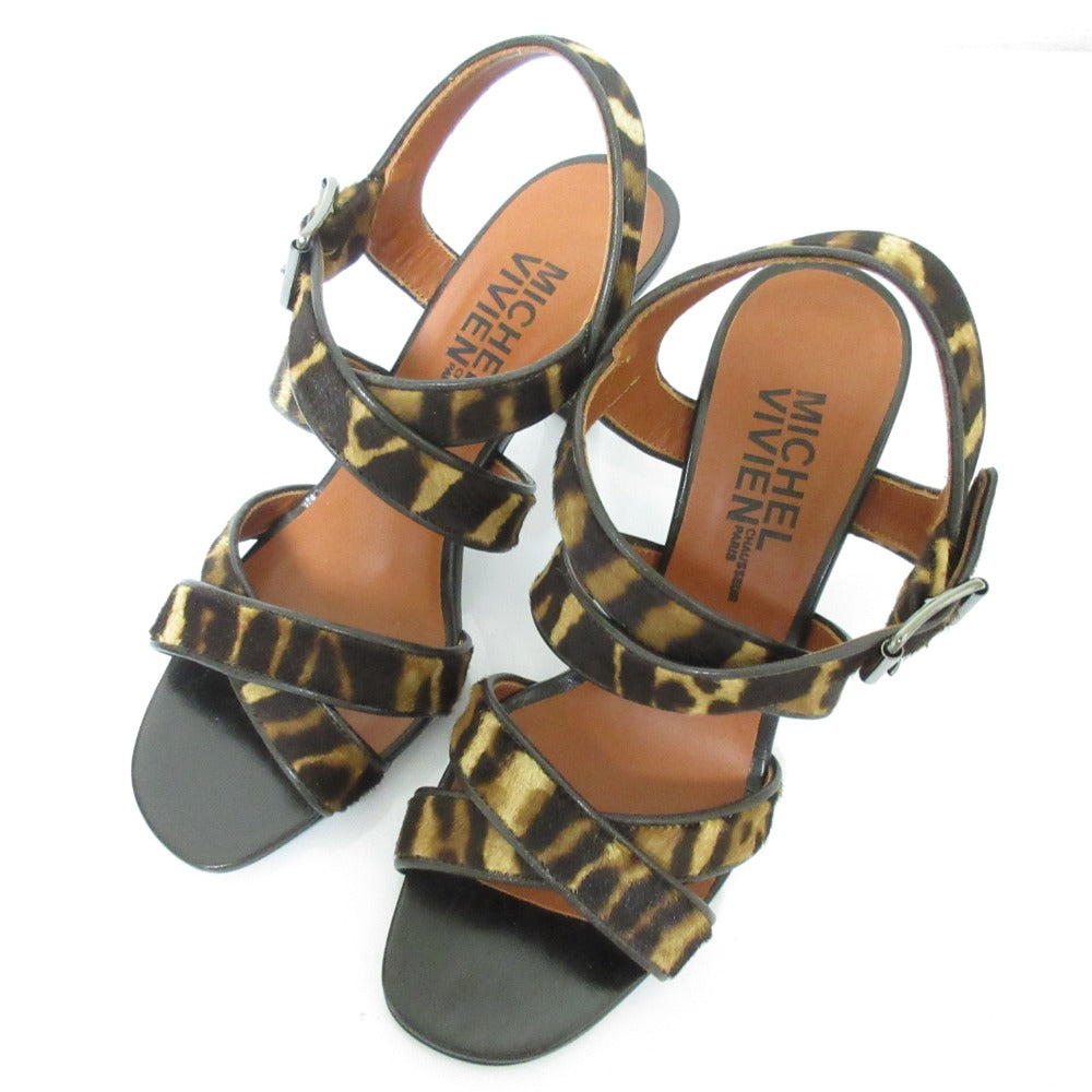 ミッシェルヴィヴィアン ハラコ レオパード サンダル