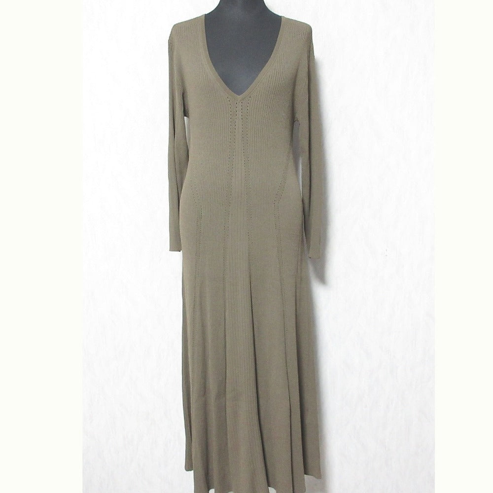 セオリー クレープ ニット リブ ロング ドレス