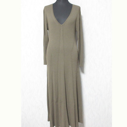 セオリー クレープ ニット リブ ロング ドレス