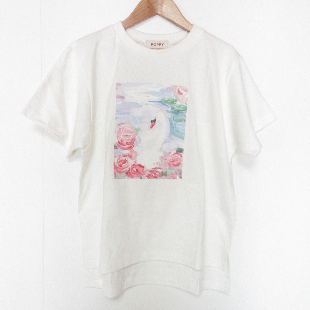 POPPY スワンプリント コットン半袖Tシャツ