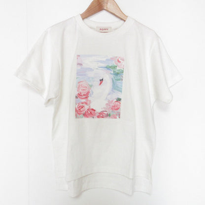 POPPY スワンプリント コットン半袖Tシャツ