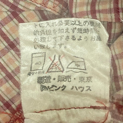 BABY PINK HOUSE チェック フラワー リボン 長袖 シャツ ワンピース