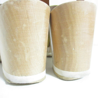 フルラ ヘアカーフ レザー ウッド ヒール サンダル