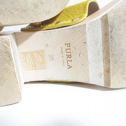 フルラ ヘアカーフ レザー ウッド ヒール サンダル