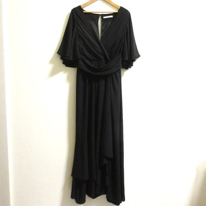 LIBJOIE ギャザー ベルト フレア ロング ドレス