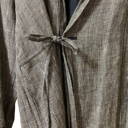 pas de calais グレン チェック リネン コート