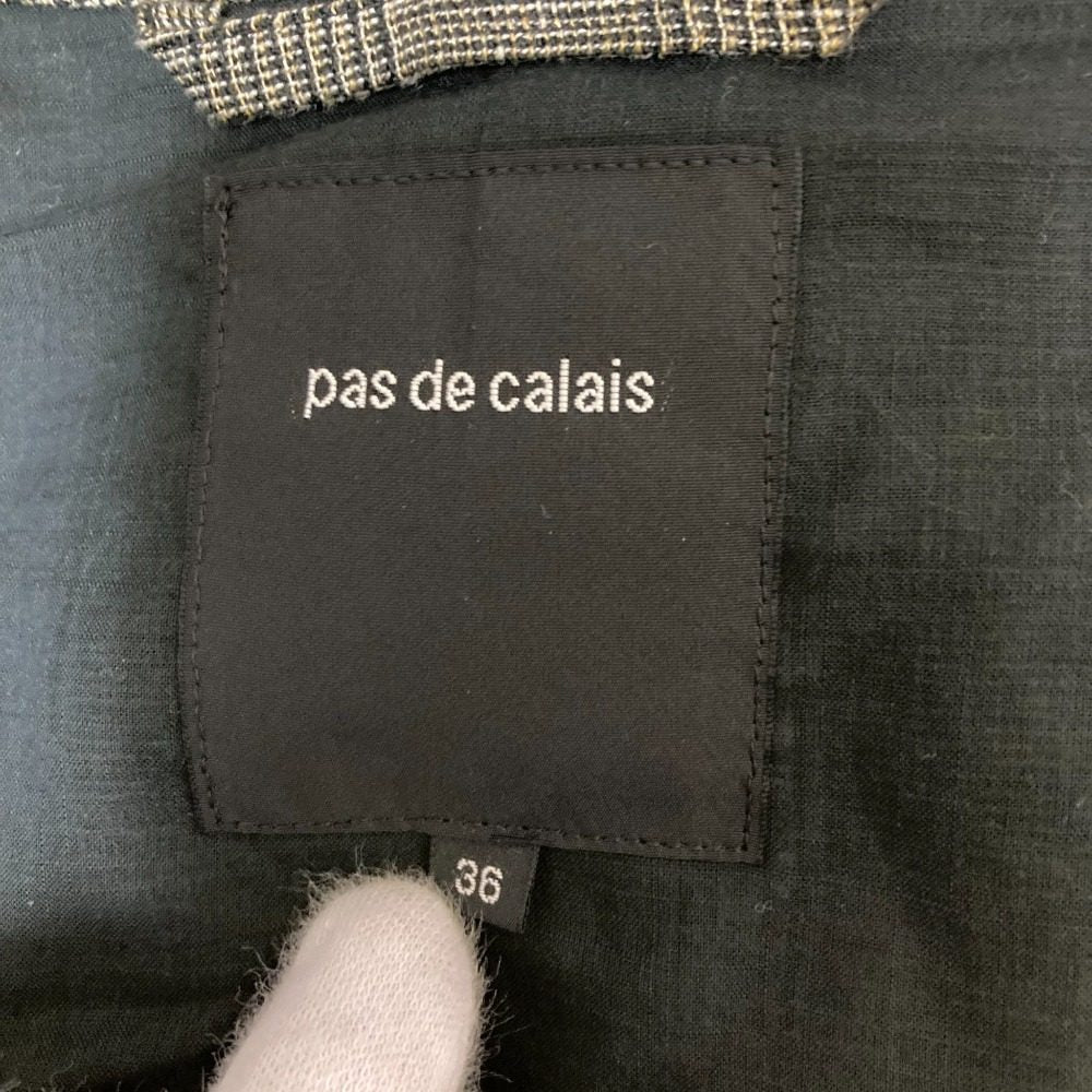 pas de calais グレン チェック リネン コート