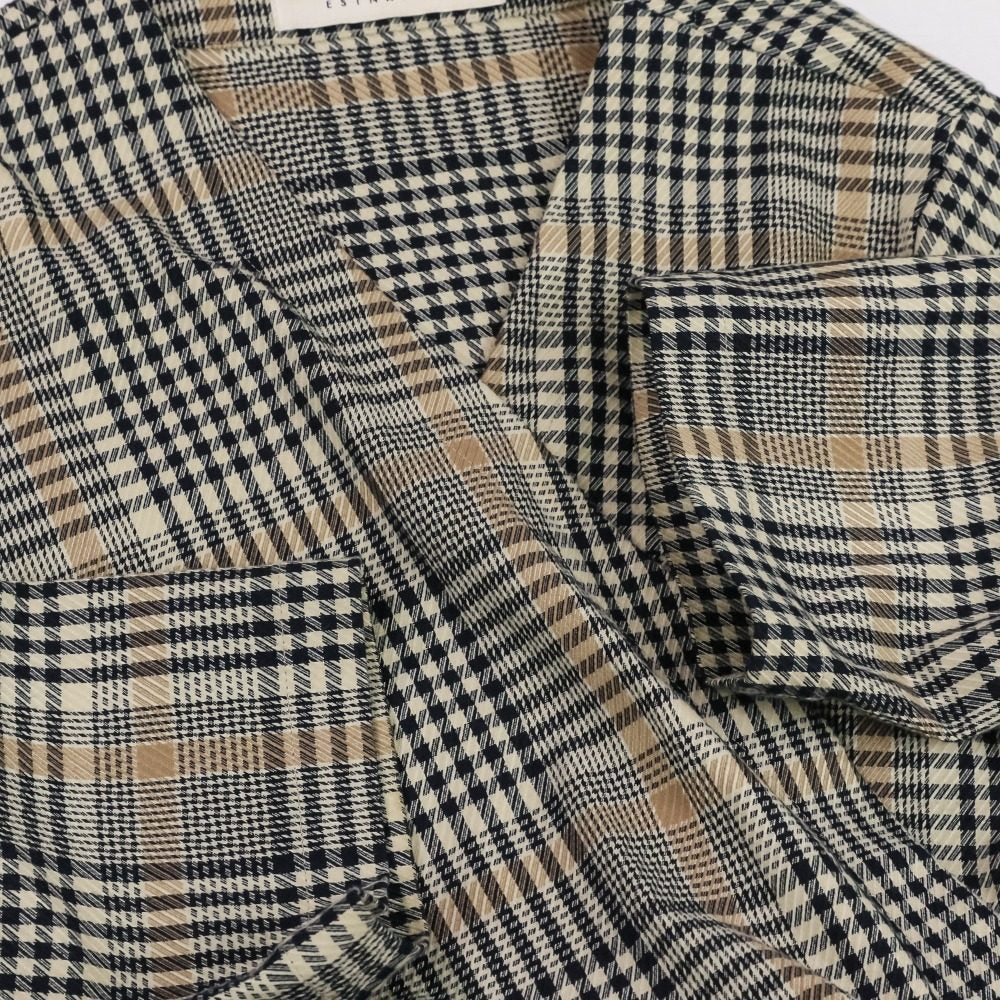エストネーション チェックロングベルテッドコート