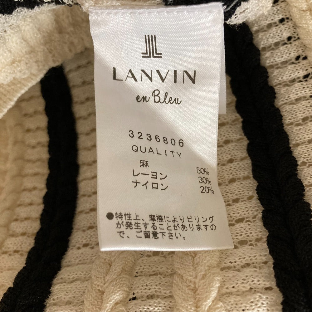 ランバン オン ブルー ボーダー ニット ショート カーディガン