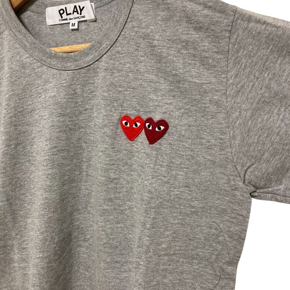 プレイコムデギャルソン ダブルハートワッペン コットン クルーネック半袖Tシャツ