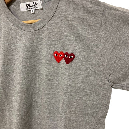 プレイコムデギャルソン ダブルハートワッペン コットン クルーネック半袖Tシャツ