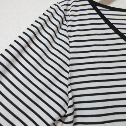 ノーブル ディープ Vネック ボーダー 長袖 Tシャツ