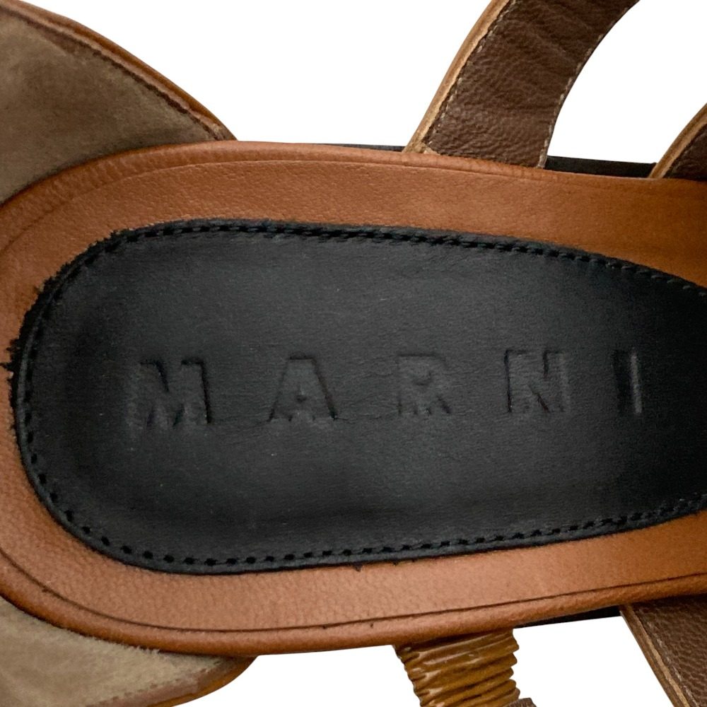 マルニ パテントレザー ウッドヒールサンダル