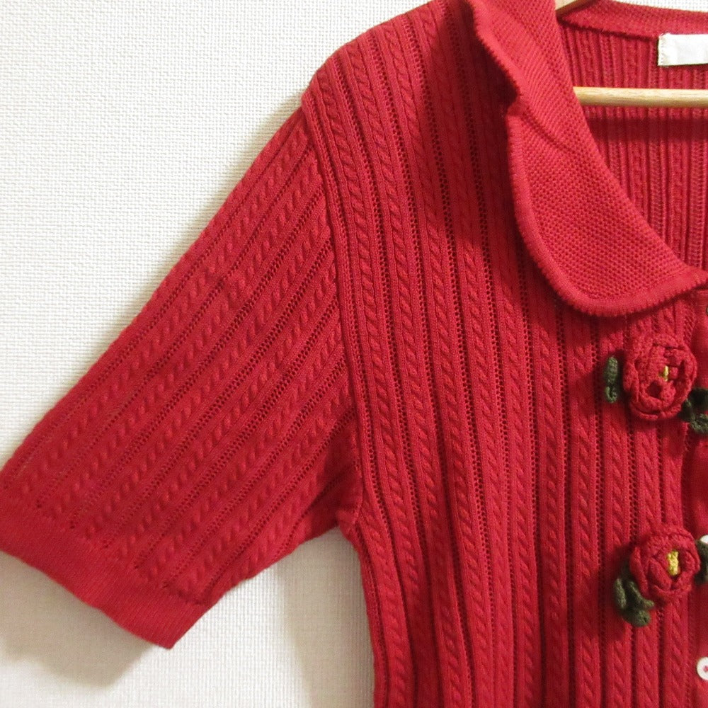 PINK HOUSE フラワー刺繍ニットカーディガン