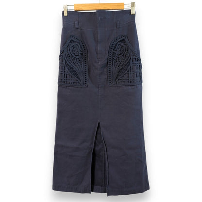 マメクロゴウチ Cording Embroidered Nep-Cotton スカート