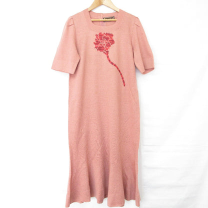 トヨコサイトウ フラワー刺繍ニットワンピース