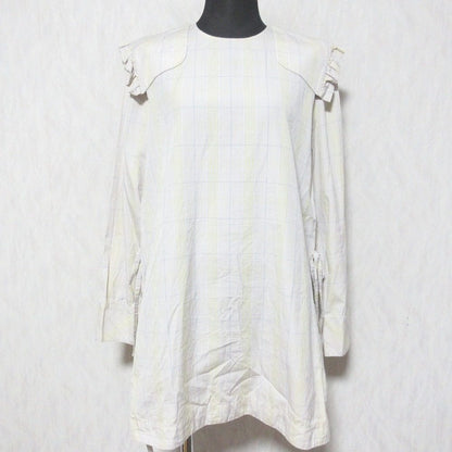 yori フリルショルダー チェックブラウス