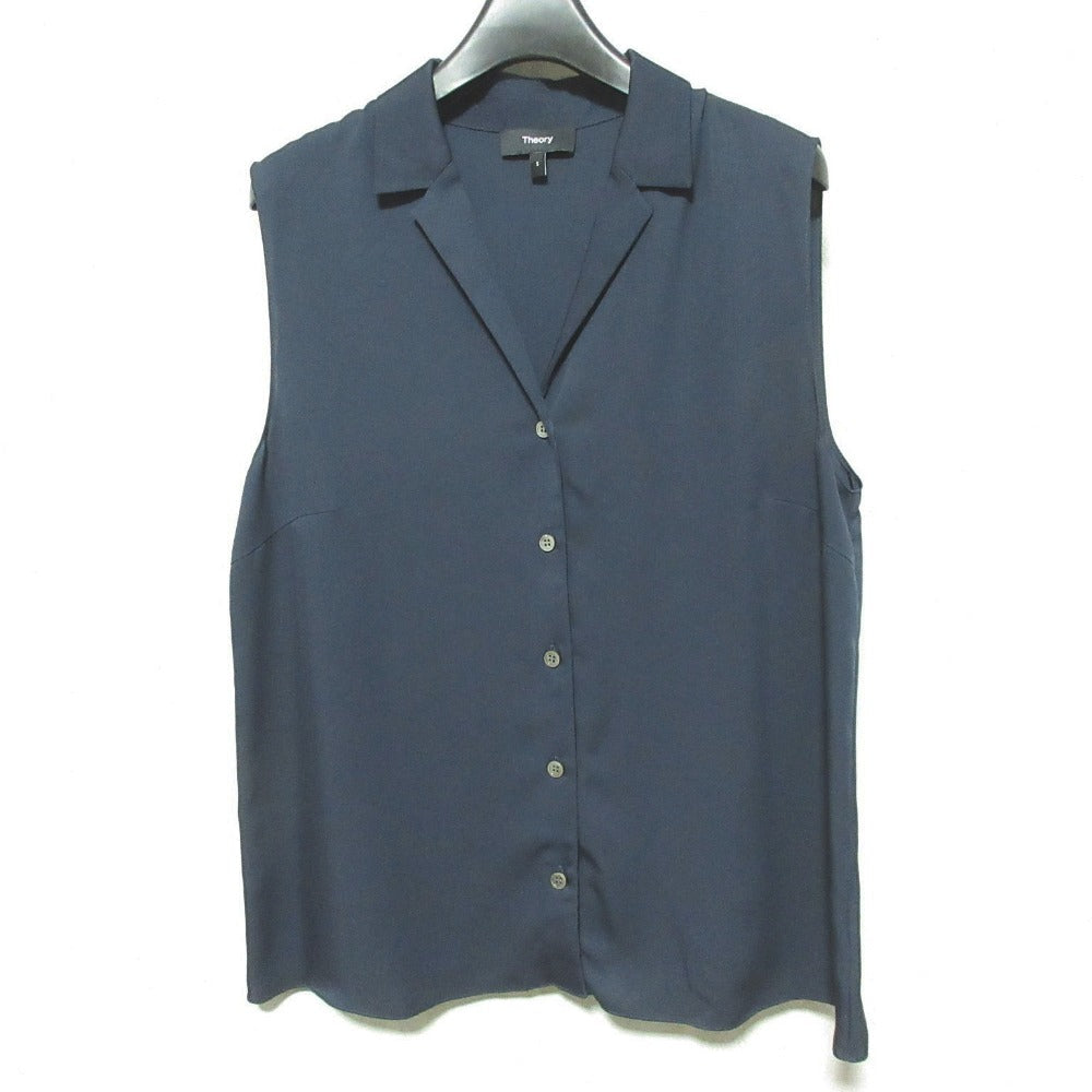 セオリー MODERN GGT SL CAMP CLLR BL シルクノースリーブシャツ