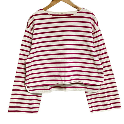 ヨリ ボーダーコットンロングスリーブTシャツ