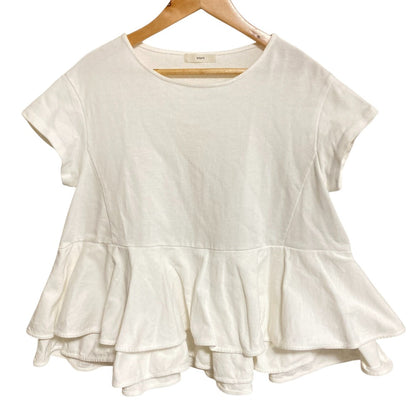 ヨリ ショートスリーブティアードペプラムカットソー コットン Tシャツ